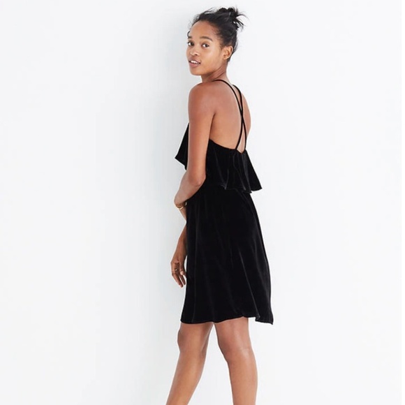Madewell Velvet Ruffle Mini Dress - Picture 2 of 5